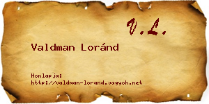 Valdman Loránd névjegykártya